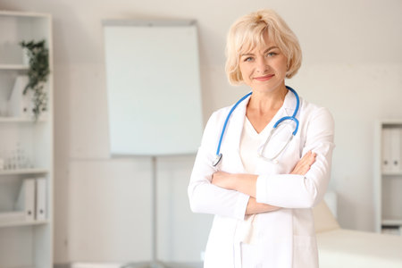 Portrait of female doctor at hospitalの写真素材