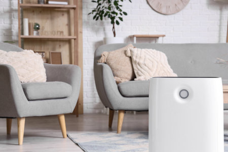 Air humidifier in living room, closeupの写真素材