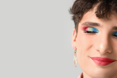Young transgender woman at home, closeup
