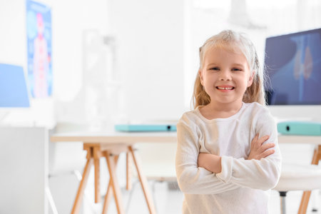 Cute little girl at endocrinologist's officeの写真素材