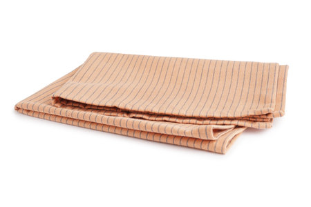 Clean folded napkin isolated on white backgroundの写真素材