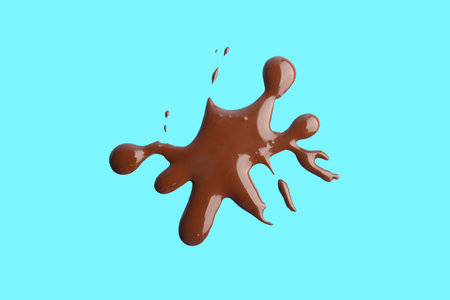 Sweet chocolate splash on blue backgroundの写真素材