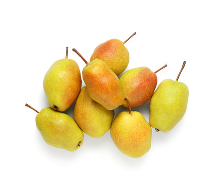 Sweet ripe pears on white background