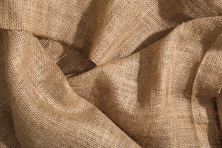 Texture of burlap cloth, closeup viewの写真素材