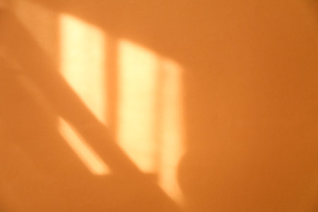 Sunlight shadows on beige backgroundの写真素材