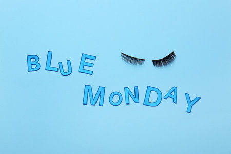 Text BLUE MONDAY and eyelashesの写真素材