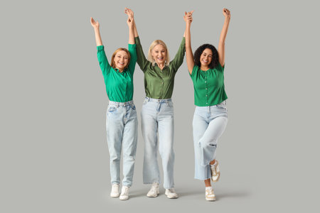 Beautiful women on light background. Women's History Monthの写真素材