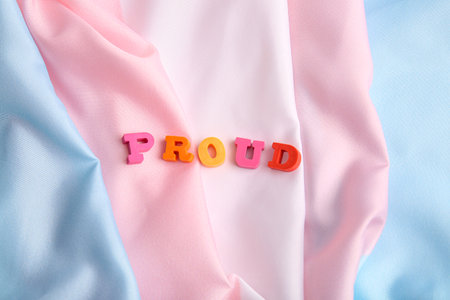 Transgender flag with word PROUDの写真素材