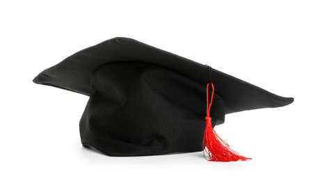 Mortar board on white backgroundの写真素材