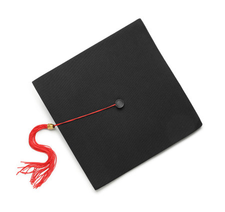 Mortar board on white backgroundの写真素材