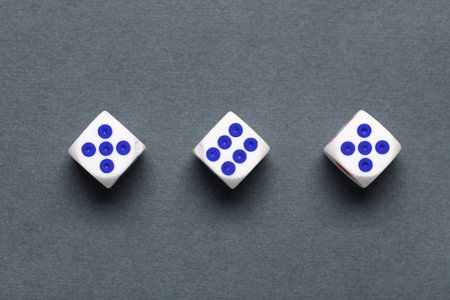White game dices on gray backgroundの写真素材