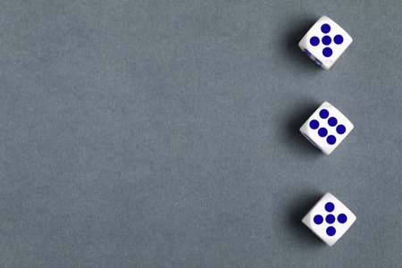 White game dices on gray backgroundの写真素材
