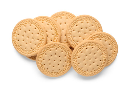 Many sweet cookies on white backgroundの写真素材