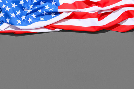 USA flag on gray background. Independence Day celebration