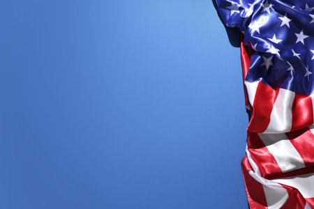 USA flag on blue background. Independence Day celebration