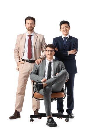 Group of young businessmen on white backgroundの写真素材
