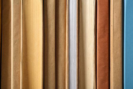 Texture of many books as background, closeupの写真素材