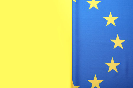 Flag of European Union on yellow background