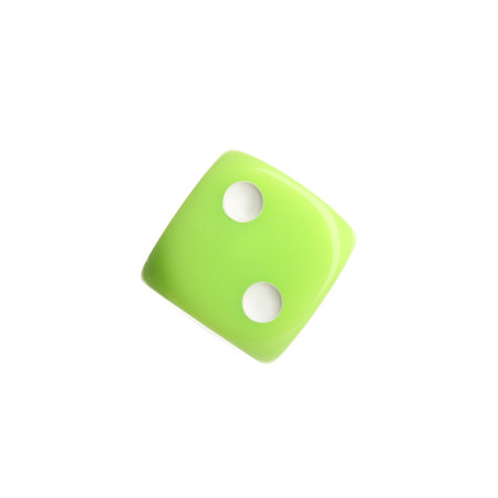 Green game dice on white backgroundの写真素材