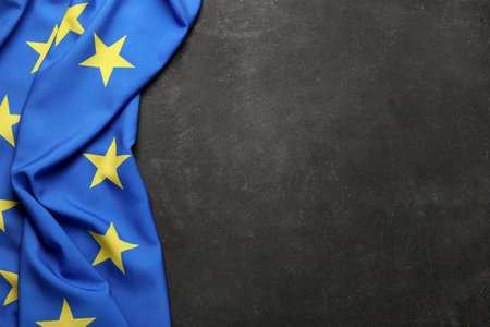 Flag of European Union on dark background