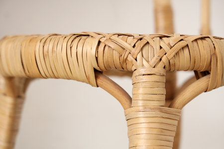 Texture of wicker chair on white background, closeupの写真素材