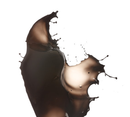 Splash of black paint on white backgroundの写真素材