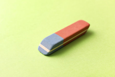 School eraser on green backgroundの写真素材