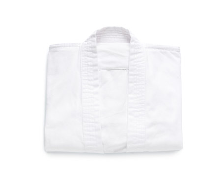 Karate uniform on white backgroundの写真素材