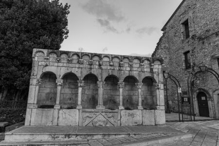 Isernia, Molise. The "Fraternal Fountain" is an elegant public fountain, as well as a symbol, of the city of Isernia.の写真素材