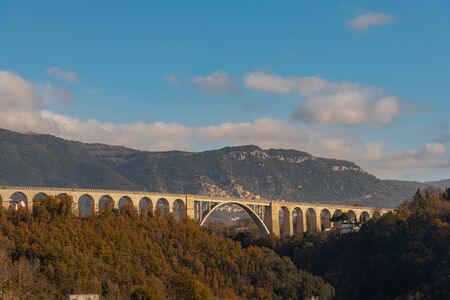 Isernia, Molise, Italy. Santo Spirito railway bridge. Viewの写真素材