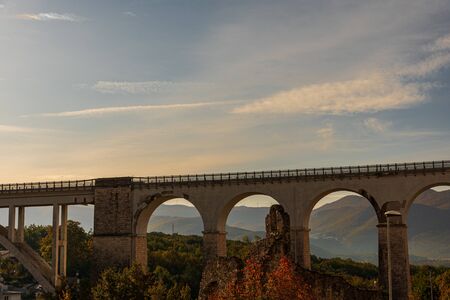 Isernia, Molise, Italy. Santo Spirito railway bridge. Viewの写真素材
