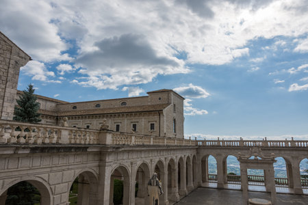 The Abbey of Montecassino. Is a Benedictine monastery located on the summit of Montecassino, in Lazio.のeditorial素材