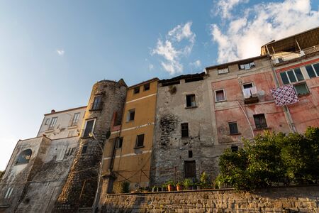 Teano, Caserta, Campania. Town of pre-Roman origins, located on the slopes of the volcanic massif of Roccamonfina. View of the historic center.の写真素材