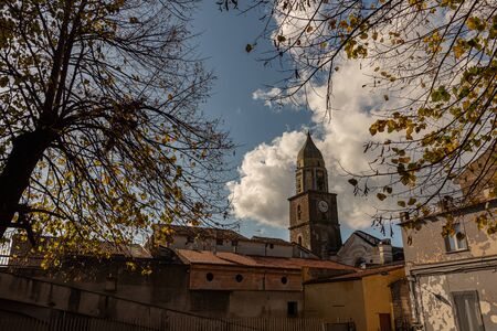 Teano, Caserta, Campania. Town of pre-Roman origins, located on the slopes of the volcanic massif of Roccamonfina. View of the historic center.の写真素材
