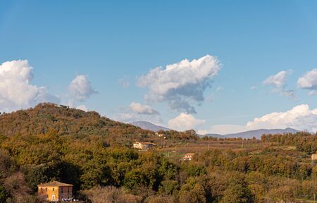 Teano, Caserta, Campania. Town of pre-Roman origins, located on the slopes of the volcanic massif of Roccamonfina. Panorama.の写真素材