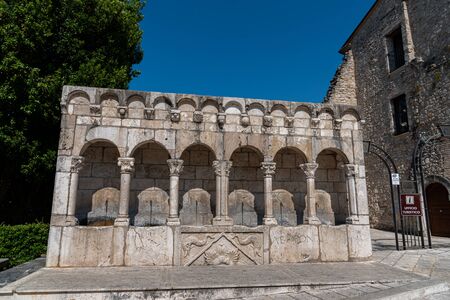 Isernia, Molise. The "Fraternal Fountain" is an elegant public fountain, as well as a symbol, of the city of Isernia.の写真素材