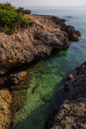 Ostuni, Brindisi, Puglia. Fantastic view of the clear and clear waters and of the wonderful coasts of the Adriatic sea.の写真素材