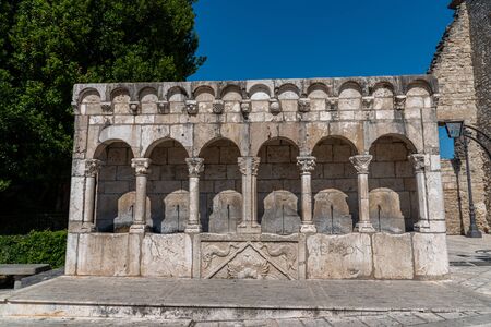 Isernia, Molise. The "Fraternal Fountain" is an elegant public fountain, as well as a symbol, of the city of Isernia.の写真素材