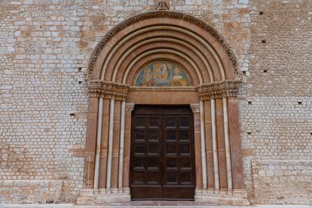 L'Aquila, Abruzzo, Basilica of Santa Maria di Collemaggio, a religious symbol of the city, dating back to 1288の写真素材