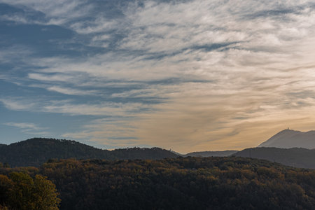 Autumnal landscape of Molise seen from Isernia, capital of the homonymous province of Molise, a pleasant town with a cool climate in summer and not too cold in winter.の写真素材