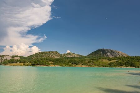 Castel San Vincenzo, Isernia, Molise, Italy. The lake. It is an artificial reservoir built at the end of the fifties for hydroelectric purposes. It occupies an area of 6,140 km?.の写真素材