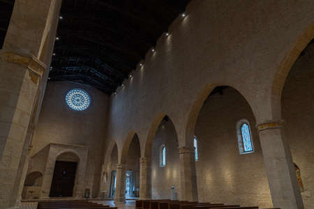 L'Aquila, Abruzzo, Basilica of Santa Maria di Collemaggio, a religious symbol of the city, dating back to 1288のeditorial素材