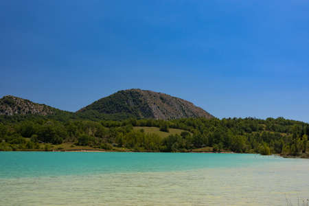 Castel San Vincenzo, Isernia, Molise, Italy. The lake. It is an artificial reservoir built at the end of the fifties for hydroelectric purposes. It occupies an area of 6,140 kmÂ².の写真素材