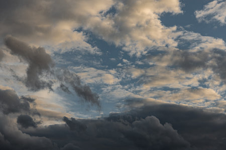 Clouds in the sky. The wonderful spectacle of a sky full of clouds. Depth and three-dimensionality...