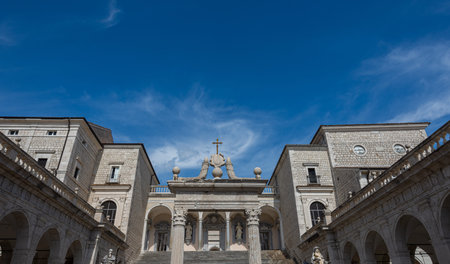 The Abbey of Montecassino. Is a Benedictine monastery located on the summit of Montecassino, in Lazio.の写真素材
