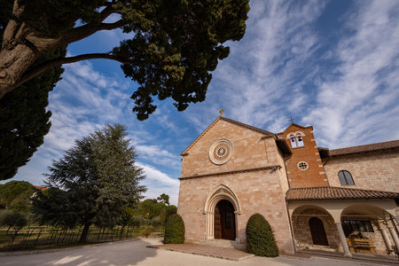 Assisi, Our Lady of the Roses. A true haven of peace that borders the Basilica of S. Maria degli Angeli, where the Porziuncola is kept.の写真素材