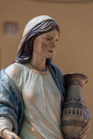 Wooden statue of the Virgin Mary, Mother of Jesus Christの写真素材