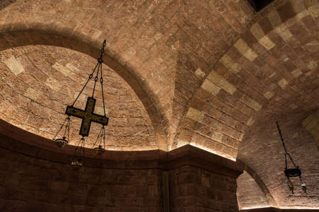 Assisi, Umbria, Perugia, the Basilica of San Francesco. The Upper Church. Viewのeditorial素材