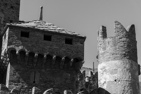 Valle d'Aosta. The medieval castle of Fenisのeditorial素材