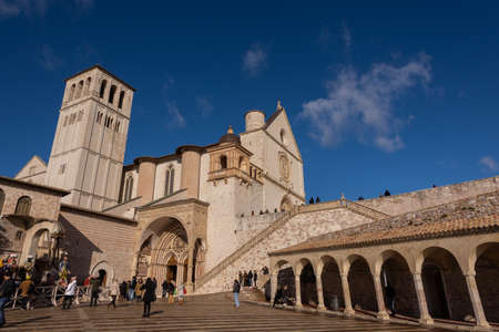 Assisi, Umbria, Perugia, the Basilica of San Francesco. The Upper Church. Viewのeditorial素材